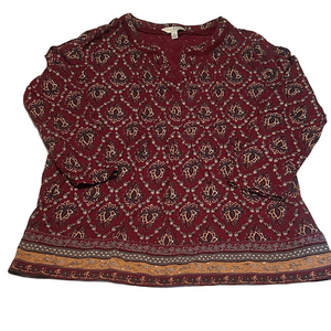 Small Women's Lucky Brand Burgundy Patterned Top